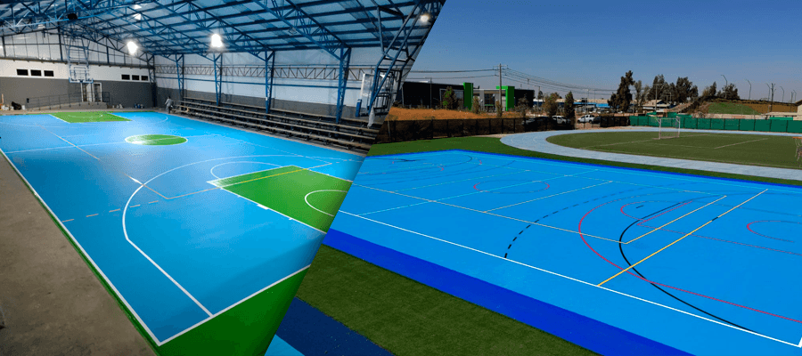 Piso Poliuretano Piso PU en interiores y exteriores - Espacio deportivo