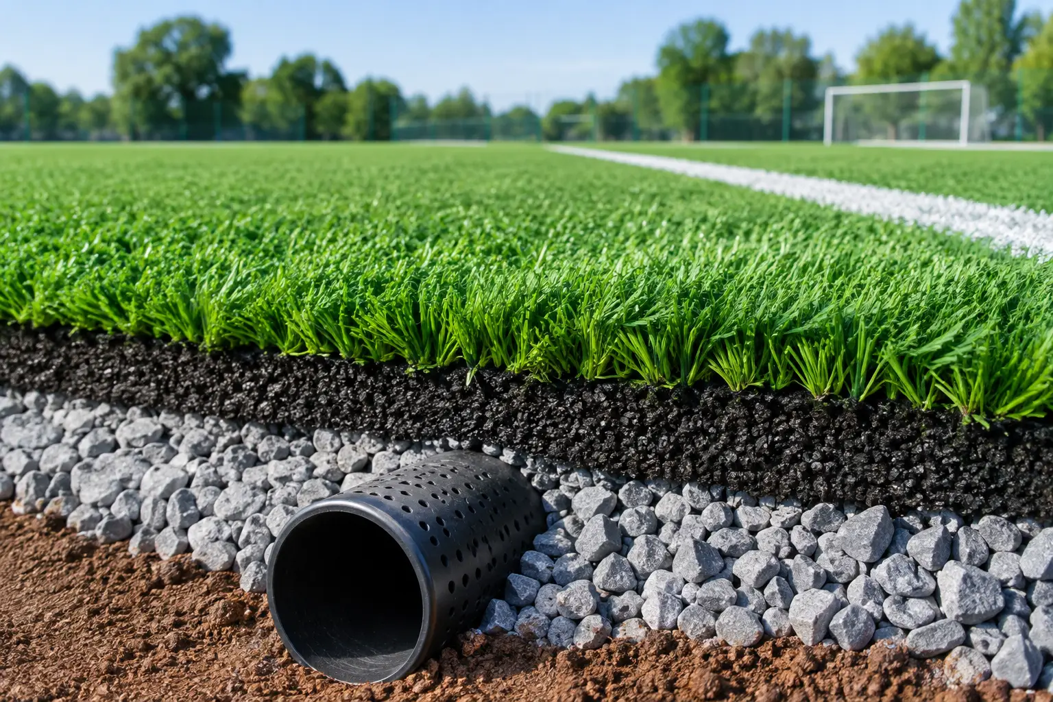 Drenaje para cancha de pasto sintético eficiente